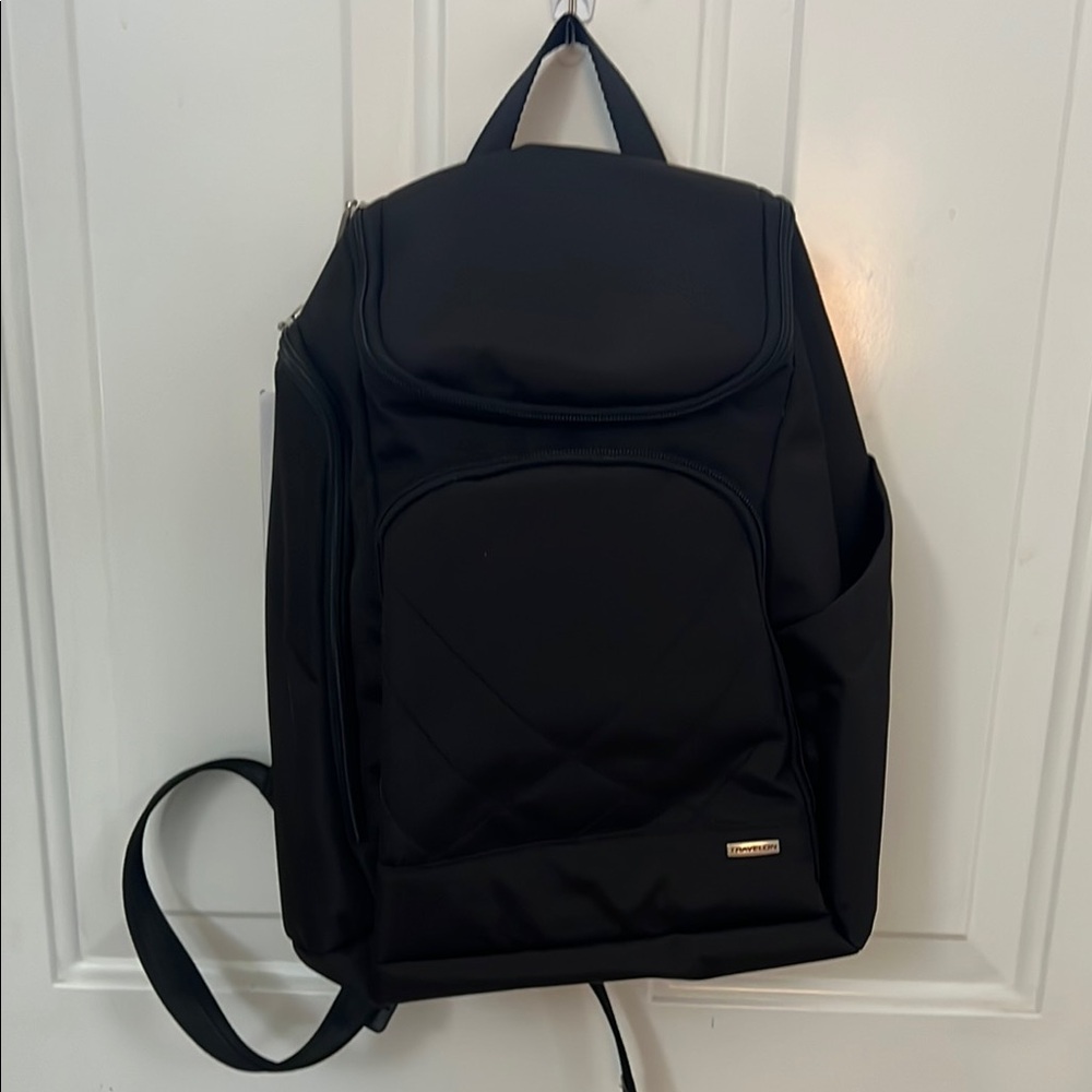 Travelon black backpack 5 point anti theft NWT